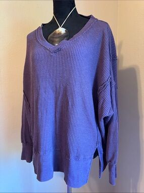 SO Women's Purple Waffle Knit Long Sleeve Top
